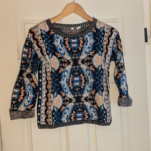 Parrot print 3/4 sleeve sweater SM